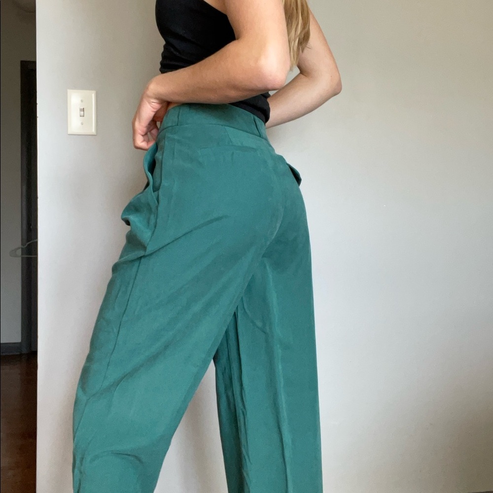 High Rise Wide Leg Trousers in Green